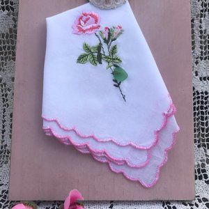 Wedding Hankie with Sea Glass